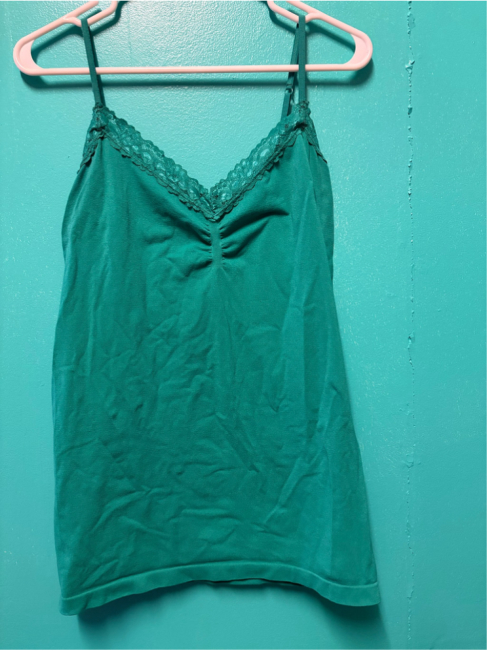 Women's Attention Green Lace Trim Camisole Size L/XL